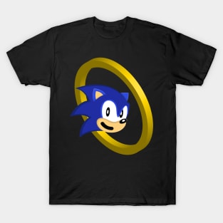 sonic mascot and golden circle ring T-Shirt